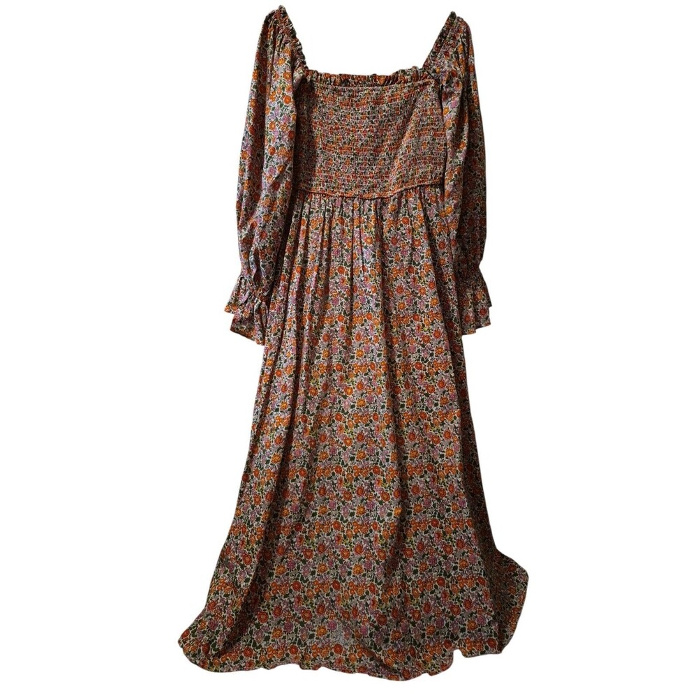 Elizabeth Wilson L Maxi Smocked Prairie Coquette Dress Ditzy Floral Wedding
